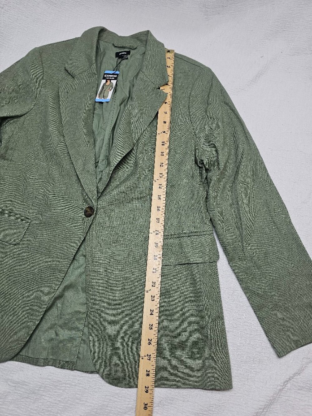 Express Women's Shoulder pads Button V-Neckline Soft Linen Blazer Size L - Picture 6 of 8
